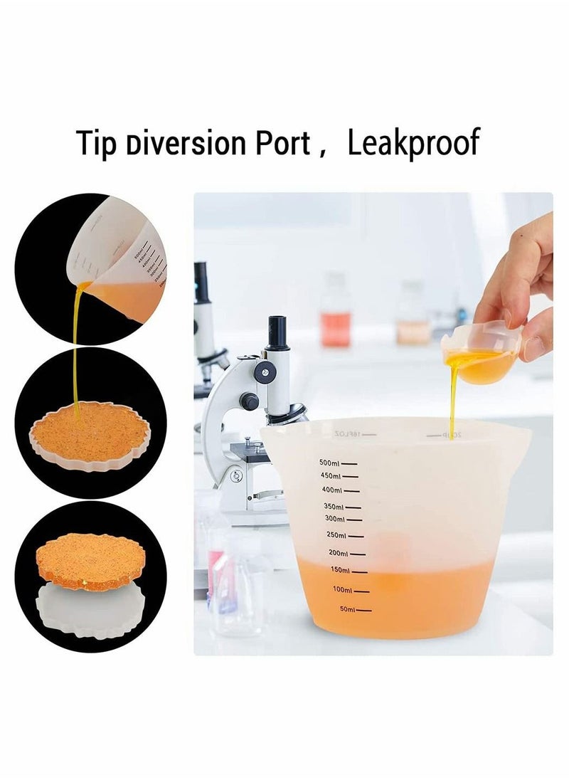 SYOSI - Silicone Measuring Cups, Resin Mixing Pouring Cups for Epoxy Set of 2, Resin Jewelry Making, Non Stick Reusable Craft Measuring Cups 16 OZ - Image 1