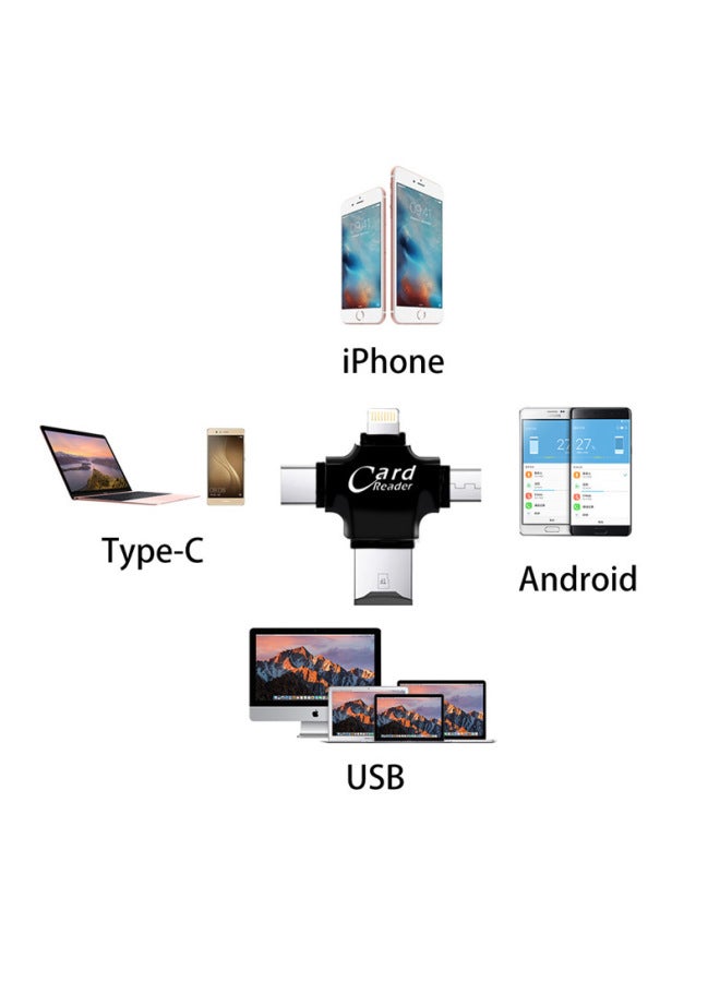 نيوترل قارئ بطاقات متعدد الوظائف OTG لأجهزة آي فون وأندرويد مع محول من نوع Type-C رباعي الواحد - Image 4