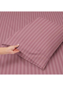 BSB HOME BSB HOME Premium Cotton 220tc Elastic Fitted Bedsheets with 2 Pillow Covers | King Size Bed with All Around Elastic 220 TC Supersoft Striped Pattren Breathable |Size-78 x72+10 inches |Pink  - Image 3