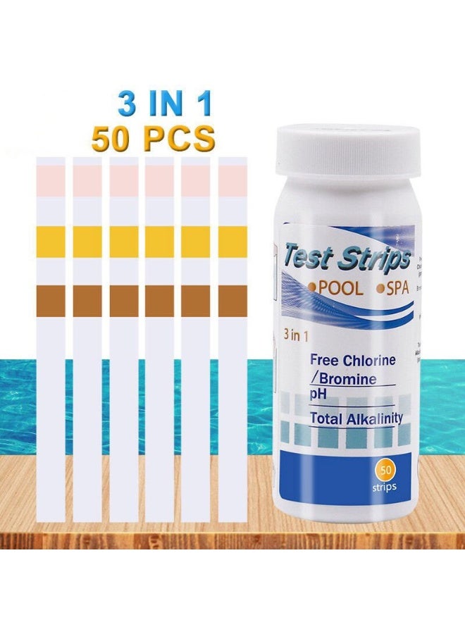 Zalava 50 Strips 3 in 1 Pool & SPA Water Test Strips, Test Free Chlorine/Bromine, pH, Total Alkalinity, Accurate Rapid Water Quality Testing Kit for Swimming Pool, Hot Tub, Jacuzzi - Image 1