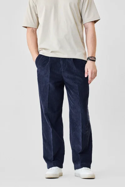 SNITCH Baggy Fit Pleated Corduroy Pants