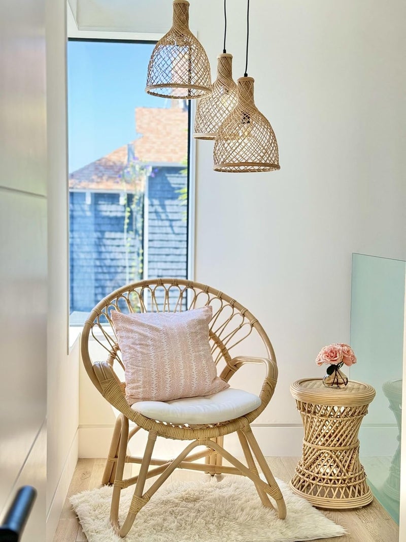 Kouboo KOUBOO Peacock Rattan Sidetable with Glass Top Natural  - Image 5