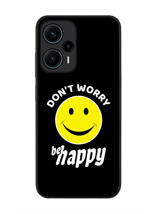 Stylizedd Rugged Black edge case for Xiaomi Poco F5 5G / Xiaomi Redmi Note 12 Turbo 5G Slim fit Soft Case Flexible Rubber Edges Anti Drop TPU Gel Thin Cover - Don't worry be happy - Image 1