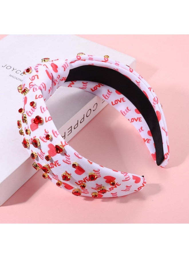 Loquat Valentine'S Day Headband For Women Beaded Heart Knotted Headband Embellished Crystal Xoxo Headband Valentine'S Day Hair Accessories Gifts (Style F) - Image 4