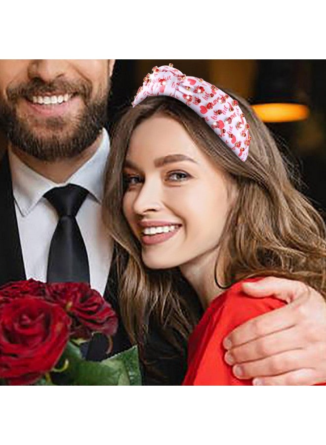 Loquat Valentine'S Day Headband For Women Beaded Heart Knotted Headband Embellished Crystal Xoxo Headband Valentine'S Day Hair Accessories Gifts (Style F) - Image 2