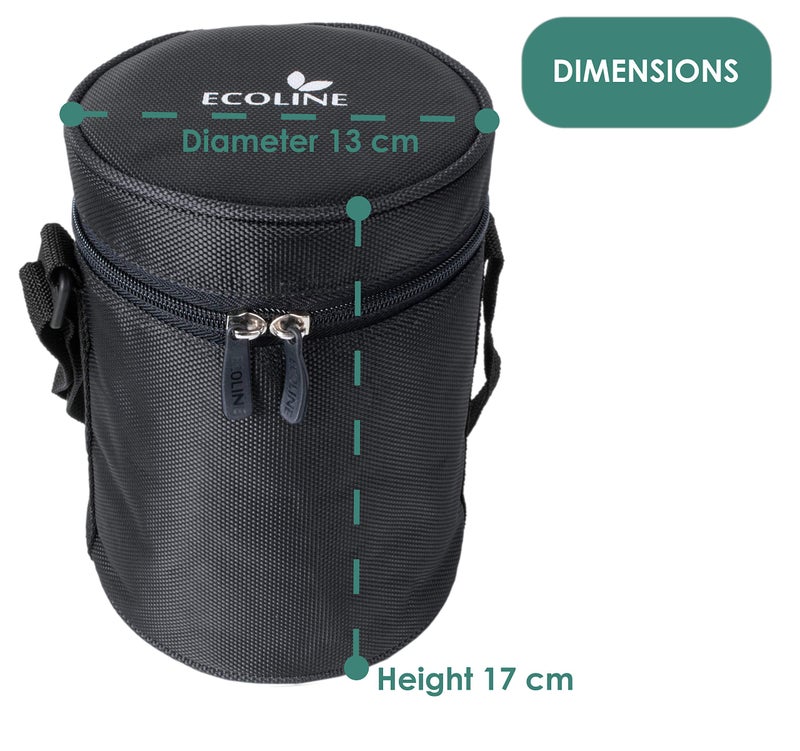 Ecoline V4 Lunch Box Stainless Steel,Capacity 1400ml(2 containers 400ml, 2 containers 300ml) Black - Image 2