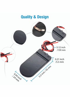Excefore 2 x 3V CR2032 Button Coin Cell Battery Holder with Leads On Off Switch 6 Pcs  - Image 2