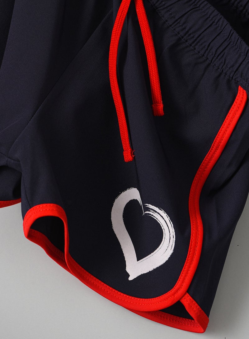 Jelliene Knit Shorts With Contrast Piping & Heart Print At Bottom - Image 4