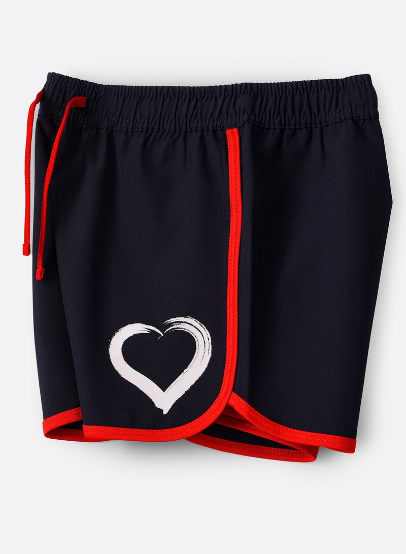 Jelliene Knit Shorts With Contrast Piping & Heart Print At Bottom - Image 3