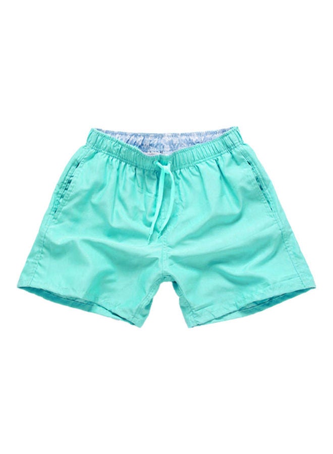 Loquat Summer Drawstring Beach Shorts Cyan - Image 1
