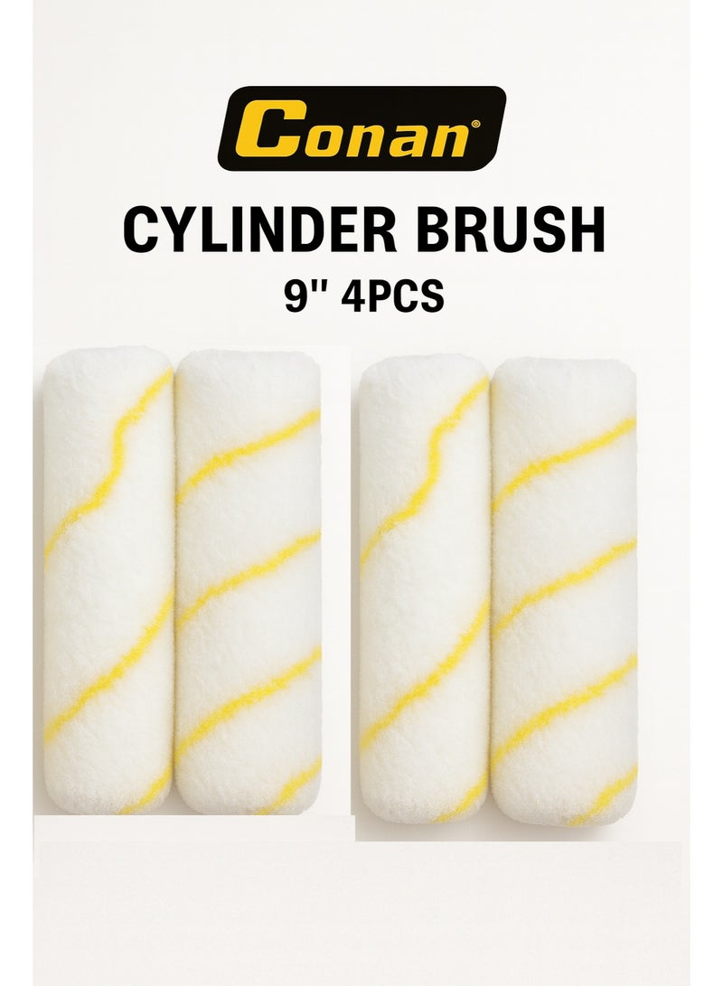 Conan Set of 4 CONAN Cylinder Brush Rollers – Model COCB00102 – 9" Paint Roller Sleeves – High-Absorption Professional Finish - Image 1