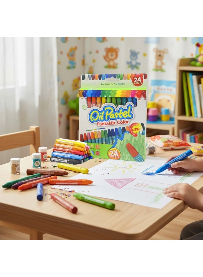 Oil Pastel 24 Assorted Colors,Oil Pastels for Kids Indoor Activities At Home,Soft oil Pastel Crayons Suitable for Artists Beginners Students Art Painting - Image 3