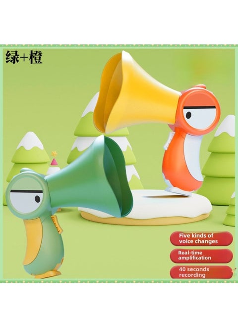 Beak Net Red Peco Peco Sound Changing Megaphone Electric Recorder Horn-year-old Baby Cloth Book-Color:Two Pairs Of Shout Packs [vitality Orange + Mint Green] Comes With A Lanyard-Specifications:[five Variables + Super Long Recording + Real-time Amplification] Free Battery + Gift Box