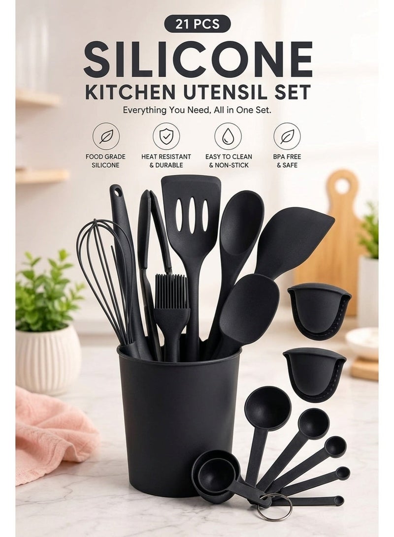 Zefzon 21-Piece Silicone Kitchen Utensils Set, Heat Resistant Cooking Tools for Non-Stick Cookware, Easy to Clean Kitchen Baking Kit - Image 2
