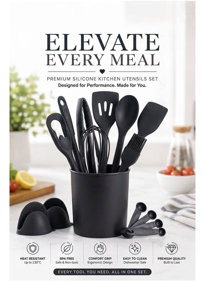 Zefzon 21-Piece Silicone Kitchen Utensils Set, Heat Resistant Cooking Tools for Non-Stick Cookware, Easy to Clean Kitchen Baking Kit - Image 3