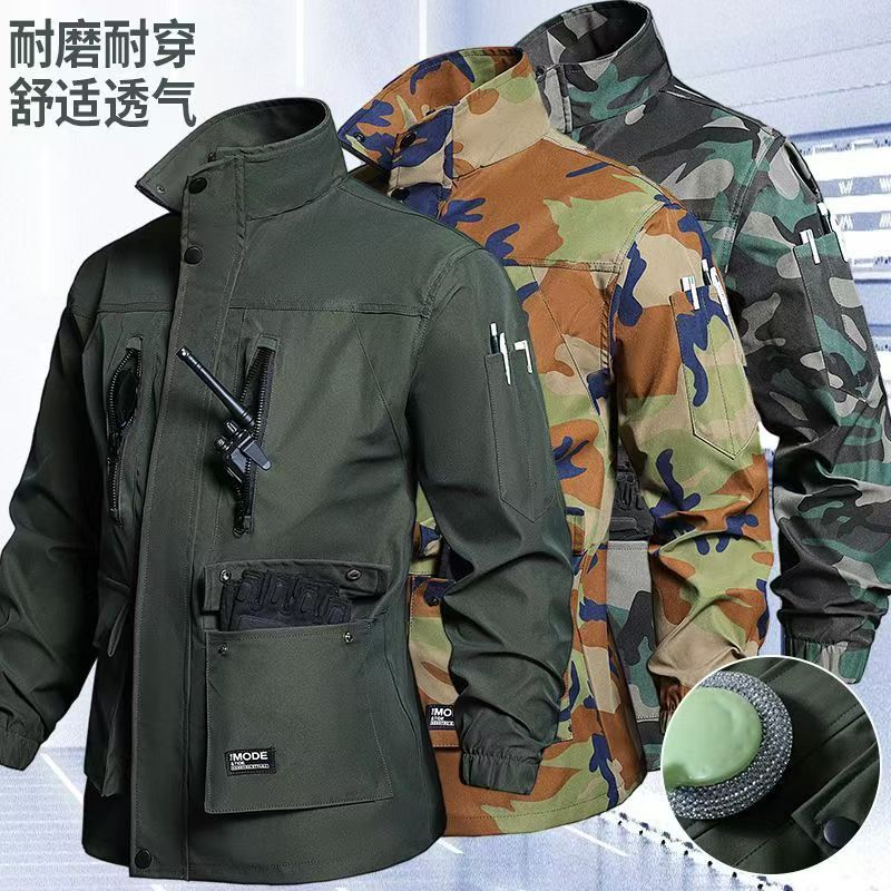 Welding Camouflage Clothing Wear-Resistant Labor Protection Clothing Anti-Splashing Work Clothes Thickened Auto Repair Suit Multi-Pocket Training Clothes - Image 4