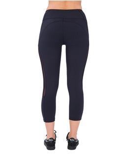 Sharpdo Women's Mid Waist Side Mesh Dry Fit Workout Capri Leggings with Inner Pocket  - Image 4