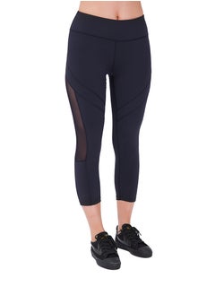 Sharpdo Women's Mid Waist Side Mesh Dry Fit Workout Capri Leggings with Inner Pocket  - Image 2