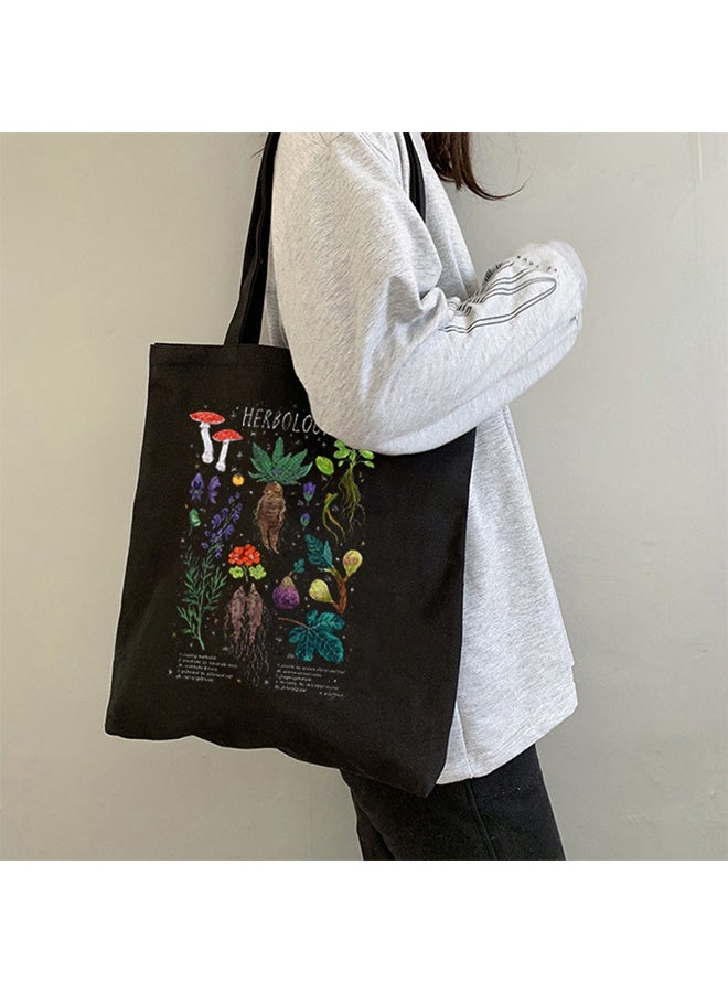 حقيبة حمل قماشية نسائية ، حقيبة قطنية لطيفة قابلة لإعادة الاستخدام للتسوق بقالة الشاطئ, حقيبة حمل قماش زهرة برية حقيبة تسوق سائبة للحرف اليدوية مع ورقة تفلون PTFE DIY حقيبة بقالة قابلة لإعادة الاستخدام - Image 1