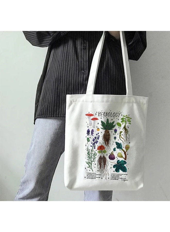 حقيبة حمل قماشية نسائية ، حقيبة قطنية لطيفة قابلة لإعادة الاستخدام للتسوق بقالة الشاطئ, حقيبة حمل قماش زهرة برية حقيبة تسوق سائبة للحرف اليدوية مع ورقة تفلون PTFE DIY حقيبة بقالة قابلة لإعادة الاستخدام - Image 3