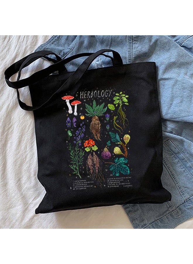 حقيبة حمل قماشية نسائية ، حقيبة قطنية لطيفة قابلة لإعادة الاستخدام للتسوق بقالة الشاطئ, حقيبة حمل قماش زهرة برية حقيبة تسوق سائبة للحرف اليدوية مع ورقة تفلون PTFE DIY حقيبة بقالة قابلة لإعادة الاستخدام - Image 2