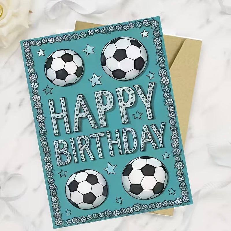 Red Football Themed Birthday Greeting Card with Envelope for Family and Friends - Image 5