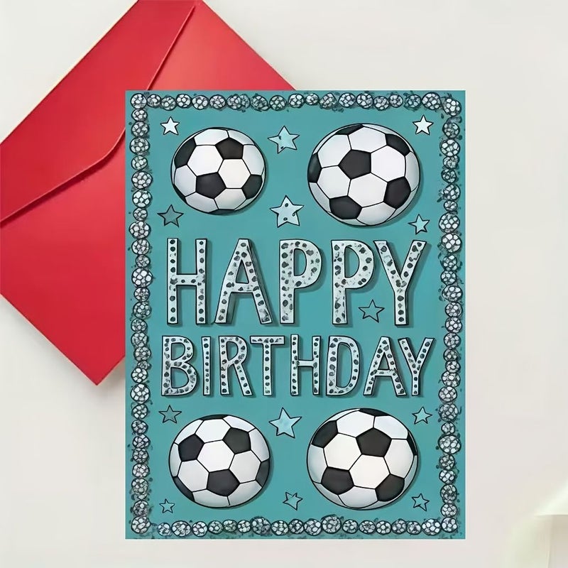 Red Football Themed Birthday Greeting Card with Envelope for Family and Friends - Image 2