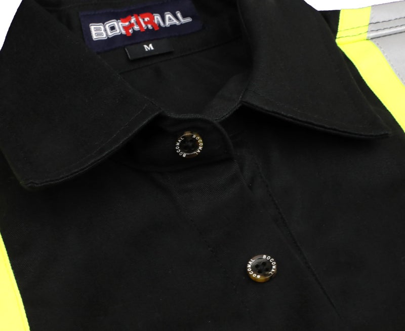 BOCOMAL FR Shirts High Visibility Button Down 7.5oz ANSI/ISEA Type O Class1 Flame Resistant Hi Vis Refective Safety Jacket - Image 5