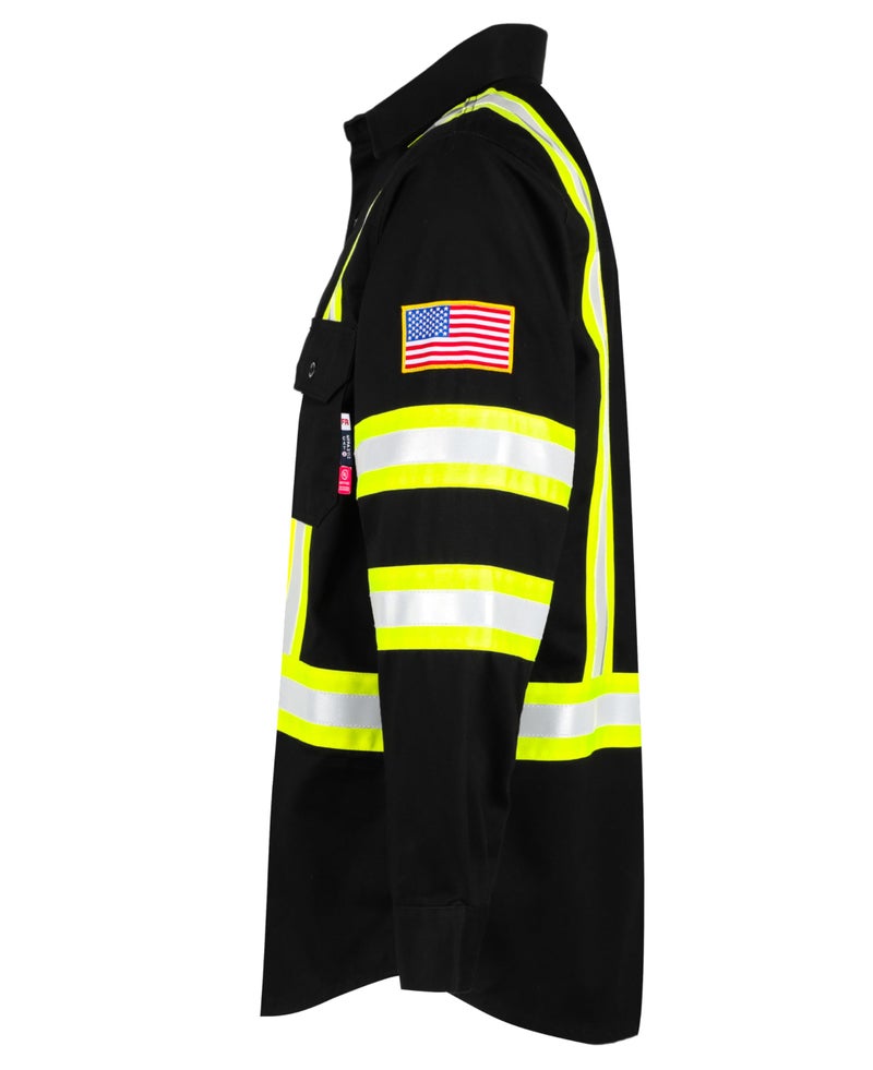 BOCOMAL FR Shirts High Visibility Button Down 7.5oz ANSI/ISEA Type O Class1 Flame Resistant Hi Vis Refective Safety Jacket - Image 2