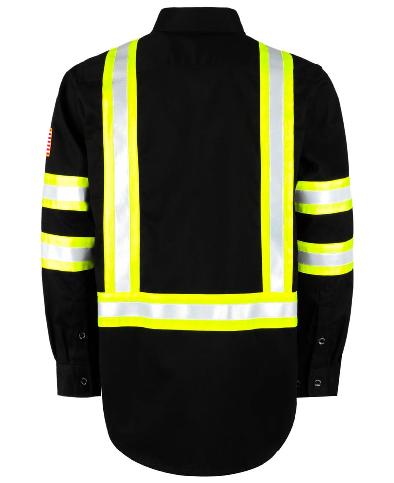 BOCOMAL FR Shirts High Visibility Button Down 7.5oz ANSI/ISEA Type O Class1 Flame Resistant Hi Vis Refective Safety Jacket - Image 3