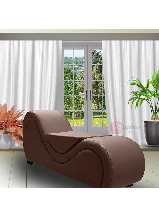 Poppins HOME S-Shape Love Sofa Modern Loveseats Yoga Chaise lounge With Center cushion (Brown) - Image 5