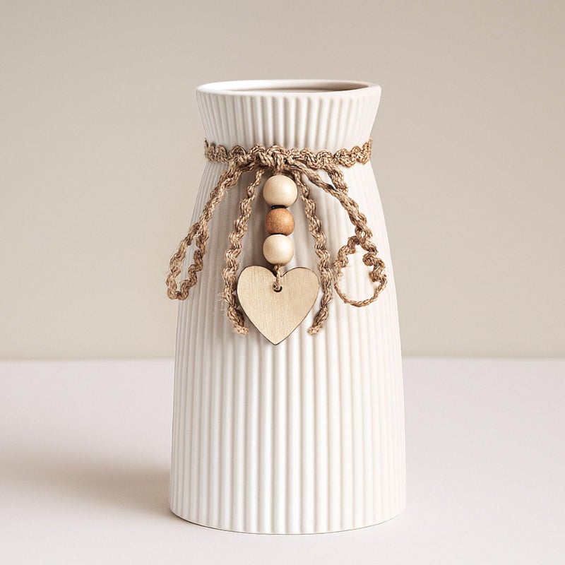DomeStar White Ceramic Vase, Small Flower Vase for Pampas Grass, Home, Living Room, Dining Table, Farmhouse, Office Decor, Bedroom, Table, Kitchen Shelf, Minimalist Modern Home Decoration - Image 1