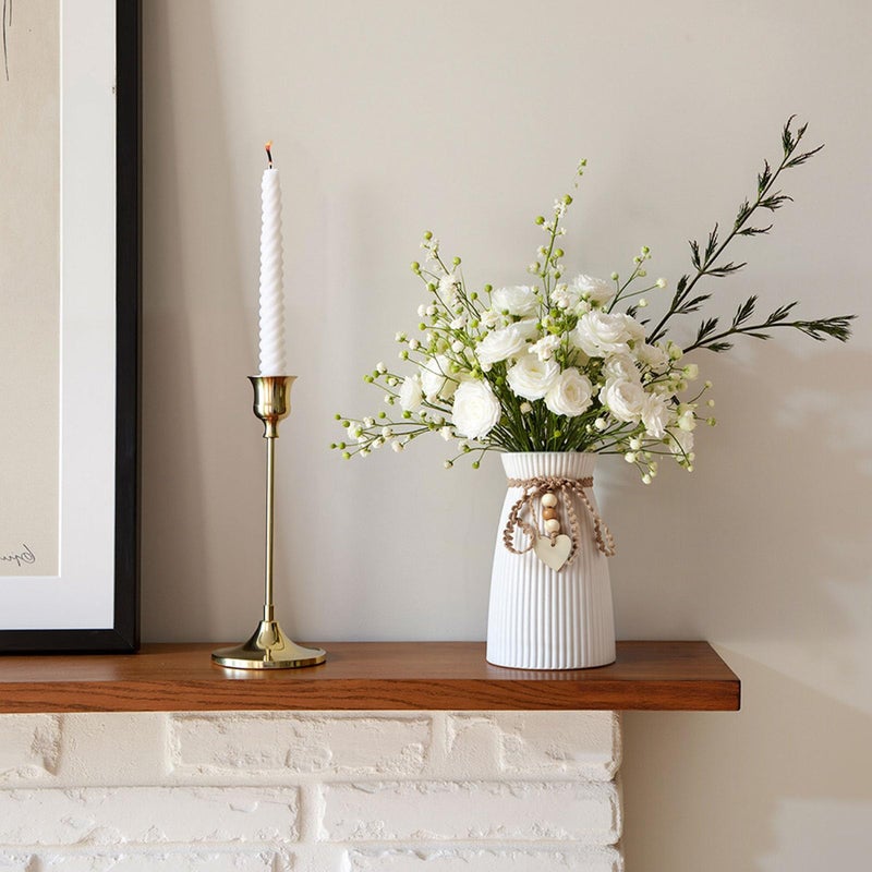 DomeStar White Ceramic Vase, Small Flower Vase for Pampas Grass, Home, Living Room, Dining Table, Farmhouse, Office Decor, Bedroom, Table, Kitchen Shelf, Minimalist Modern Home Decoration - Image 2