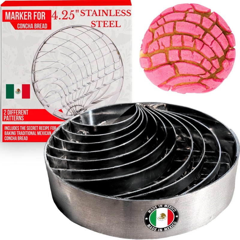 CuitÃ¡xi The Original Concha cutter mexican bread mold made of Stainless Steel 4.25 inches - Concha stamp two-sided mold made in Mexico - Concha mold for pan dulce mexicano - Marcador de conchas de pan - Image 1