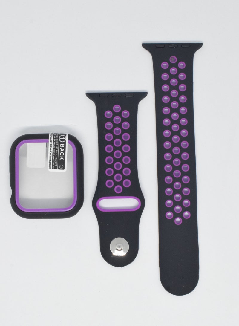 BORTONY Replacement Watch Band With Protective Screen Cover For Apple Series 7/6/5 Size 40/41mm - Image 1