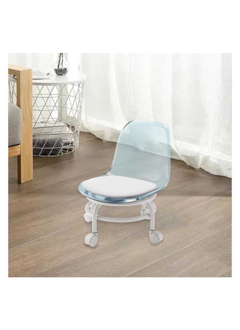brunson Multi-Purpose Adjustable Rolling Salon Chair with Backrest  Drafting Spa Bar Medical Salon Tattoo Stool Chair with Wheels 360 Swivel Heavy Duty  Weight Capacity  Low rolling chair Pedicure Chair Blue  - Image 5