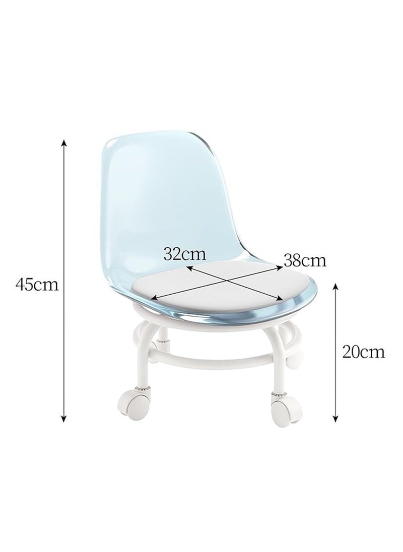 brunson Multi-Purpose Adjustable Rolling Salon Chair with Backrest  Drafting Spa Bar Medical Salon Tattoo Stool Chair with Wheels 360 Swivel Heavy Duty  Weight Capacity  Low rolling chair Pedicure Chair Blue  - Image 3