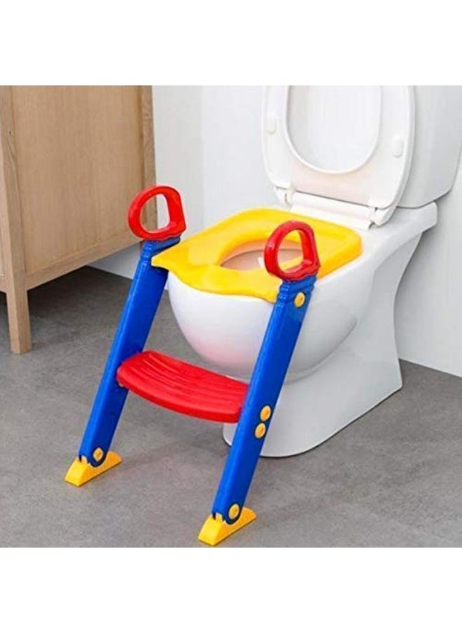 Generic Adjustable Plastic Potty Trainer Seat with Ladder Safe Step Stools for Potty Training for Kids  - Image 2
