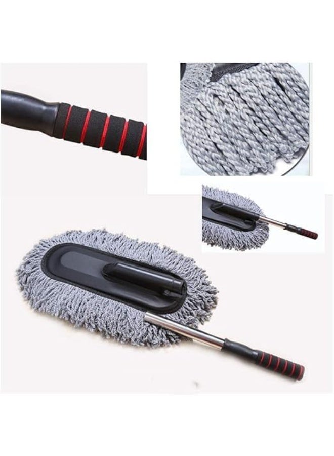 Car Wash Brush and Duster Mop with Telescopic Handle - Soft Microfiber, No Scratch, Removable Head, Interior and Exterior Cleaning Tool for Cars and Home 70cm Extends to 85cm  - Image 5