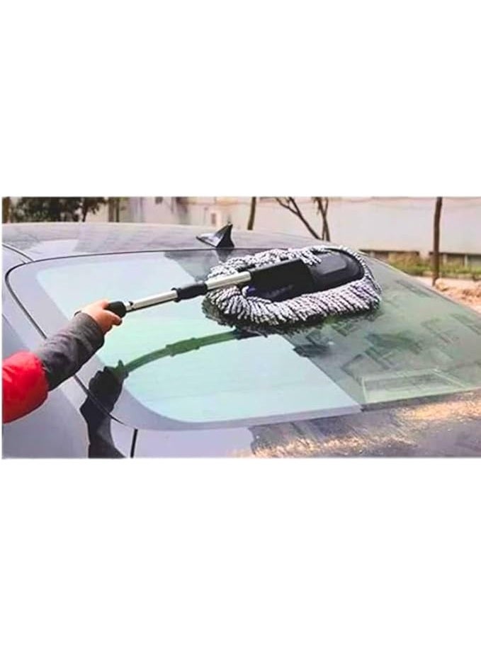 Car Wash Brush and Duster Mop with Telescopic Handle - Soft Microfiber, No Scratch, Removable Head, Interior and Exterior Cleaning Tool for Cars and Home 70cm Extends to 85cm  - Image 2