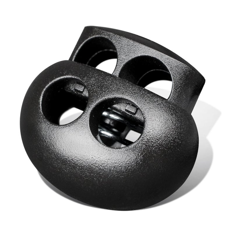 DYZD Plastic Cord Lock End Toggle Double Hole Spring Stopper Fastener Slider Toggles End (Black,10 PCS) - Image 1