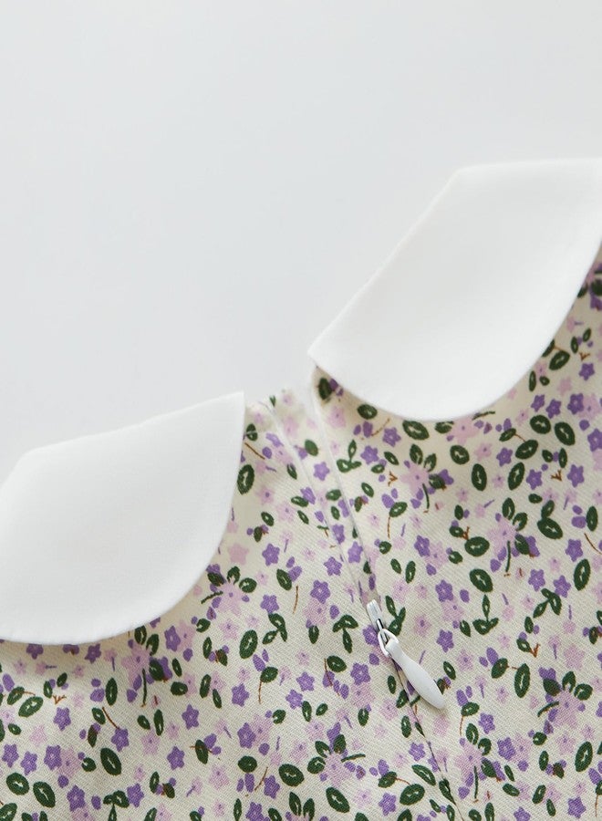 pureborn Baby Toddler Girls Woven Dress Long Sleeve Spring Fall Playwear Dresses Floral Purple 18-24 Months - Image 5