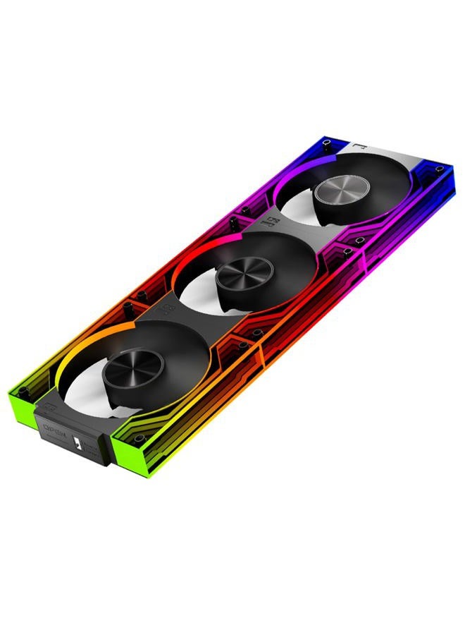 Jungle Leopard JM V3 120mm PC Case Fan Infinity Mirror Module Daisy-Chain 120mm RGB PWM Fan Triple Pack Suitable for Computer Case & 360mm AIO Cooler(Black-3Pack) - Image 1