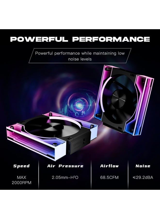 Jungle Leopard JM V3 120mm PC Case Fan Infinity Mirror Module Daisy-Chain 120mm RGB PWM Fan Triple Pack Suitable for Computer Case & 360mm AIO Cooler(Black-3Pack) - Image 5