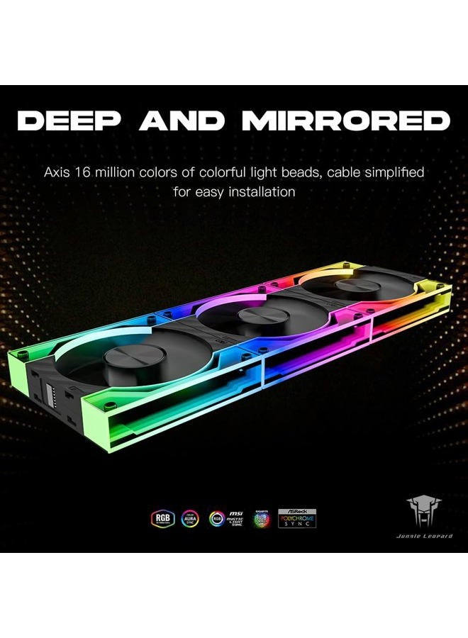 Jungle Leopard JM V3 120mm PC Case Fan Infinity Mirror Module Daisy-Chain 120mm RGB PWM Fan Triple Pack Suitable for Computer Case & 360mm AIO Cooler(Black-3Pack) - Image 3