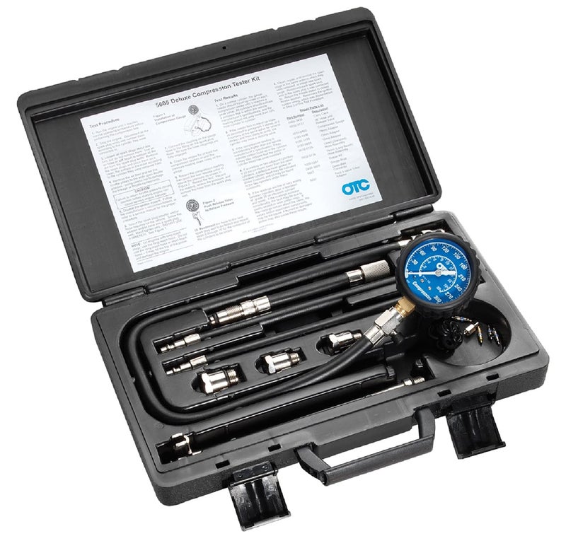 OTC 5605 Deluxe Compression Tester Kit with Carrying Case for Gasoline Engines - Image 1