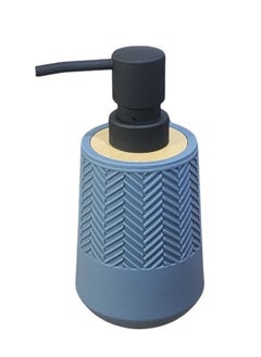 Happy Home Round Soap Dispenser with Bamboo Touch Perfect for Kitchen and Bathroom 250ml-Blue  - Image 1