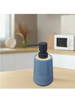 Happy Home Round Soap Dispenser with Bamboo Touch Perfect for Kitchen and Bathroom 250ml-Blue  - Image 3