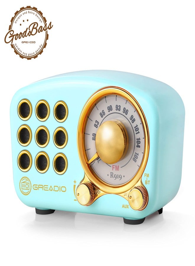 Greadio Retro Bluetooth Speaker, Vintage Radio-Greadio FM Radio with Old Fashioned Classic Style, Strong Bass Enhancement, Loud Volume, Bluetooth 5.0 Wireless Connection, TF Card and MP3 Player (Blue) - Image 1