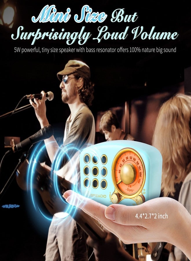 Greadio Retro Bluetooth Speaker, Vintage Radio-Greadio FM Radio with Old Fashioned Classic Style, Strong Bass Enhancement, Loud Volume, Bluetooth 5.0 Wireless Connection, TF Card and MP3 Player (Blue) - Image 2